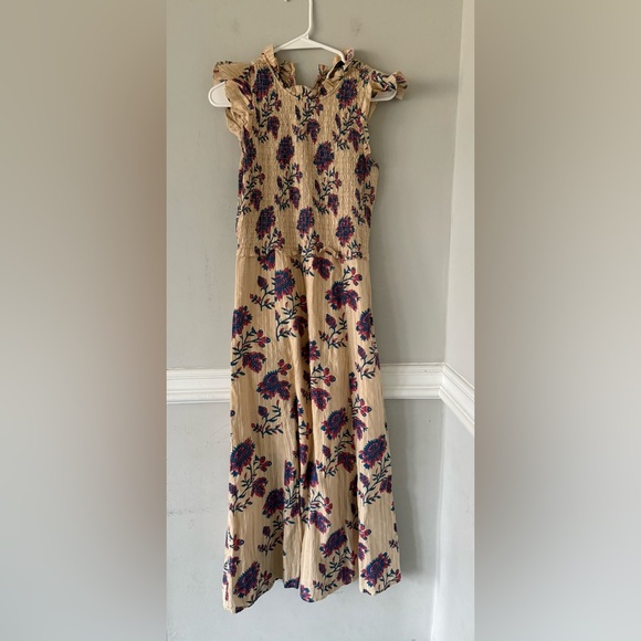 Sea Dresses & Skirts - Sea New York Beige Floral Maxi Dress with Ruffle Shoulder mock neck 100% cotton